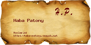 Haba Patony névjegykártya
